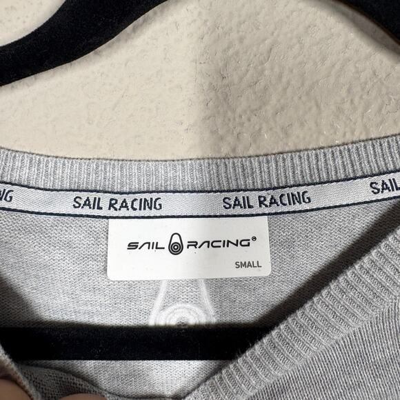 Sail Racing Womens Small Sweater Purple Gray Colorblock Cotton Button Shoulder - Picture 8 of 9